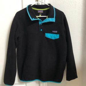 Womens Patagonia Synchilla Fleece Size Medium Black Teal Blue Lime Green